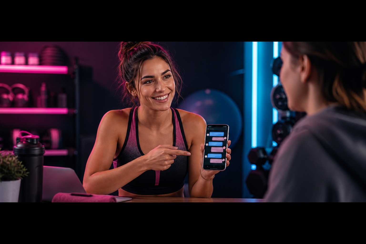 Consultora Eu Mais Fitness ajudando cliente pelo atendimento